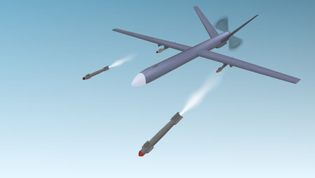 3D Military Combat Drone UAV With Missiles. EPS10 Vector