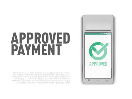 3D Yellow POS Terminal With Paper Receipt Approved Payment. EPS10 Vectorのイラスト素材