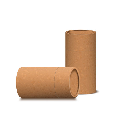 3D Brown Cardboard Paper Packaging Tubes Mockup. EPS10 Vectorのイラスト素材