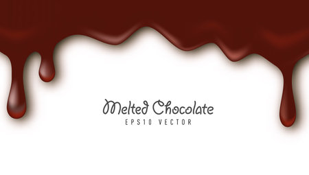 Melted Chocolates Dripping From Top With Shadow. EPS10 Vectorのイラスト素材