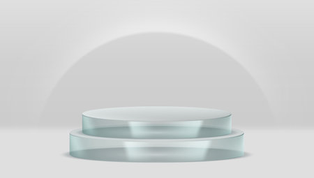 3D Cylinder Pedestal Podium In Empty Room With Circle Light. EPS10 Vectorのイラスト素材