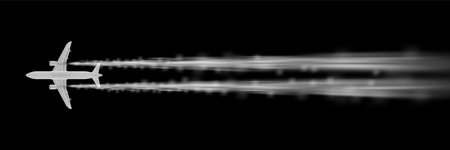 Contrast White Airplane High Up In Black Sky. EPS10 Vectorのイラスト素材