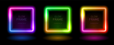 Vibrant Color Neon Glow Light Frame Templateのイラスト素材