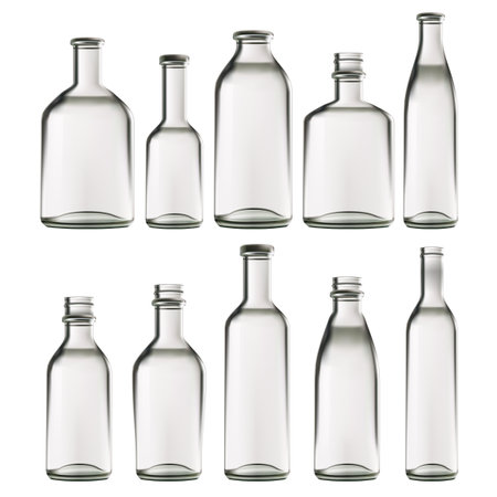 Empty Glass Bottles Set Isolated On White Background. EPS10 Vectorのイラスト素材