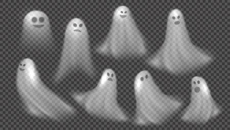 3D Scary Transparent Flying Spirit Soft Ghostsのイラスト素材