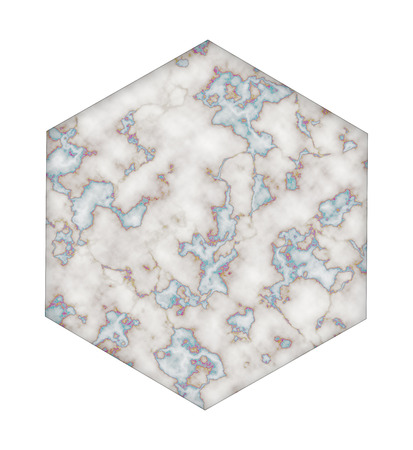 Hexagon marble tile, Isolated on a white background, Abstract and digitally generated image create distressed effect, Overlay distress grain graphic design.の写真素材