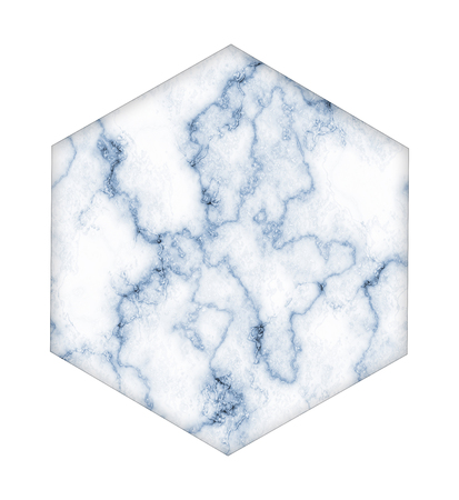 Hexagon marble tile, Isolated on a white background, Abstract and digitally generated image create distressed effect, Overlay distress grain graphic design.の写真素材