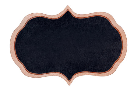 Shape chalkboard wood frame with black surface for message board signs, Isolated on white background, With copy space for adding more text. (Clipping path included)の写真素材