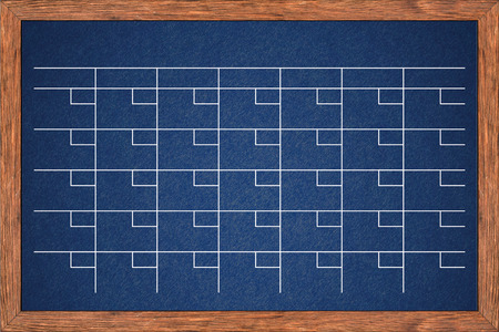 Chalkboard calendar for home or office organization, Blackboard monthly scheduling planner, Texture for add date and text or graphic design. (Clipping path included)の写真素材