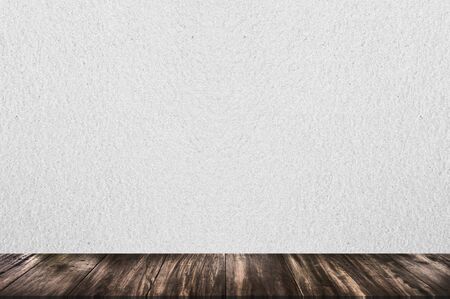 Empty wood table top on pastel color background, perspective wood can be used for display or montage your products.の写真素材