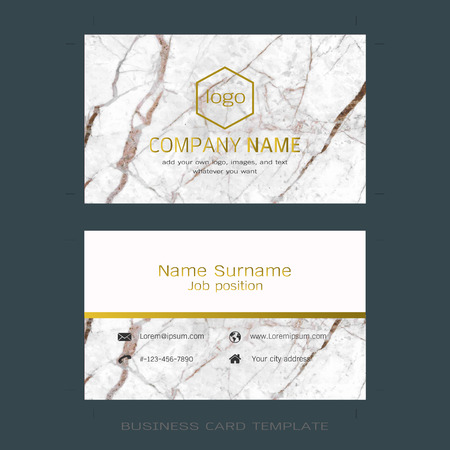 Modern designer business card layout templates, Marble texture background, Easy to use by print a special offer or add your own logo, images, and text, whatever you want (Flat design vector)のイラスト素材