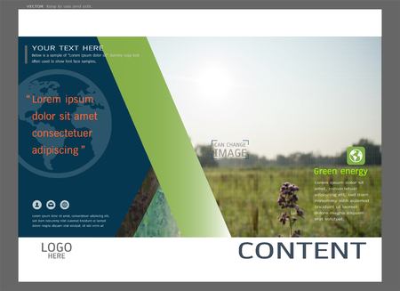 Presentation layout design for greenery cover page template, Abstract vector modern background to brochure, annual report, flyer - leaflet, magazine, poster, corporate, portfolio, banner, website.のイラスト素材