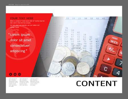 Presentation layout design for financial cover page template, Abstract vector modern background for brochure, annual report, flyer - leaflet, magazine, poster, corporate, portfolio, banner, website.のイラスト素材