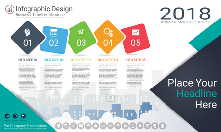 Milestone timeline info-graphic design, Road map or strategic plan to define company values, Can be used milestones for scheduling in project management to mark specific points along a project timeline.のイラスト素材