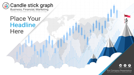 Candlestick and financial graph charts, Infographic presentations template, Global network connection and Business analytics, Forex stock market investment trading, Bullish point, Bearish point.のイラスト素材