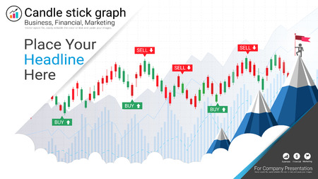 Candlestick and financial graph charts, Infographic presentations template, Global network connection and Business analytics, Forex stock market investment trading, Bullish point, Bearish point.のイラスト素材