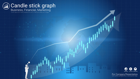 Abstract financial trading graph with candlestick chart, Business analytics and Forex stock market investment trading.のイラスト素材