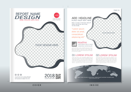 Covers design with space for photo background. Can be adapt to annual report, brochure, flyer, leaflet, fact sheet, sale kit, catalog, magazine, booklet, portfolio, poster. Vector template in A4 size.のイラスト素材