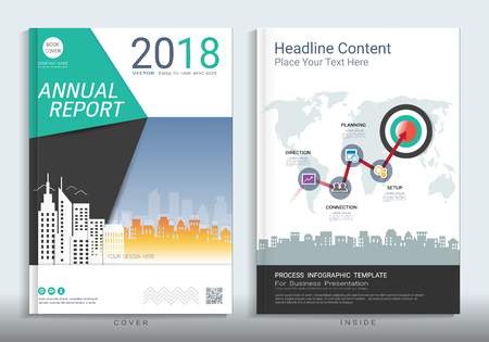 Cover book design template with presentation info graphics elements. Vector template layout.のイラスト素材