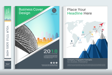Corporate business cover book design template with infographics elementsのイラスト素材