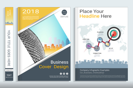 Corporate business cover book design template with infographics elementsのイラスト素材
