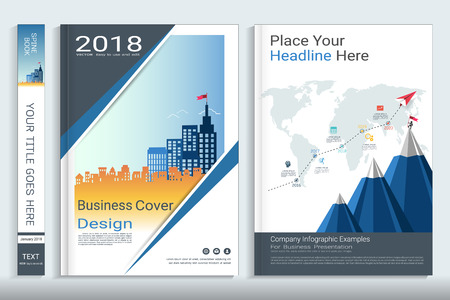 Corporate business cover book design template with infographics elementsのイラスト素材