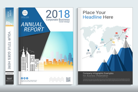 Corporate business cover book design template with infographics elementsのイラスト素材