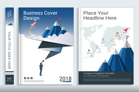 Corporate business cover book design template with infographics elementsのイラスト素材