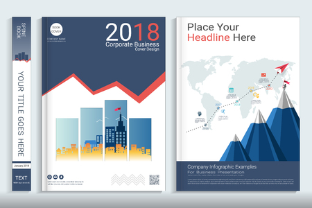 Corporate business cover book design template with infographics elementsのイラスト素材