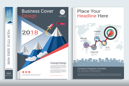 Corporate business cover book design template with infographics elementsのイラスト素材