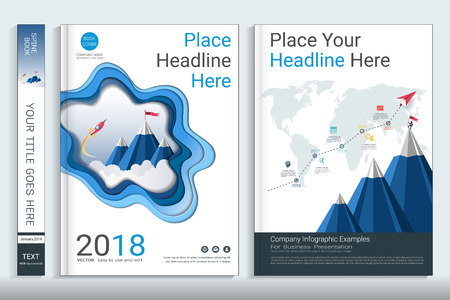 Corporate business cover book design template with infographics elementsのイラスト素材