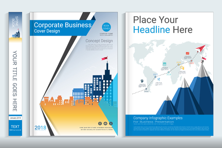 Corporate business cover book design template with infographics elementsのイラスト素材
