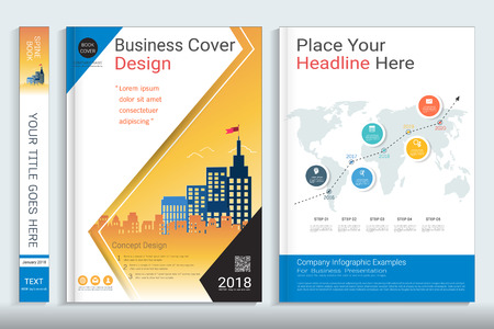 Corporate business cover book design template with infographics elementsのイラスト素材