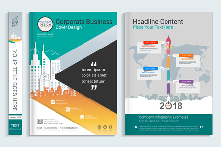 Corporate business cover book design template with info graphics elements.のイラスト素材