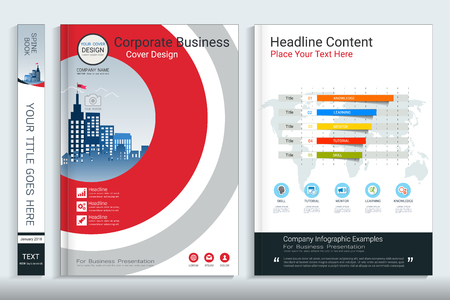Corporate business cover book design template with info-graphics elements.のイラスト素材