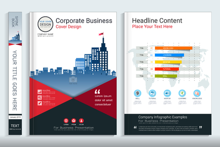 Corporate business cover book design template with info-graphics elements.のイラスト素材