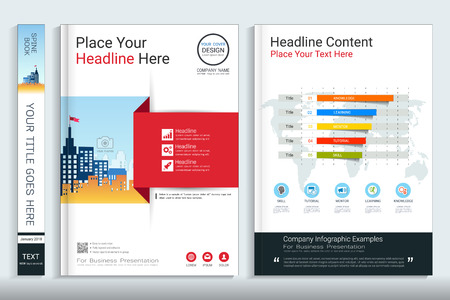 Corporate business cover book design template with info-graphics elements.のイラスト素材