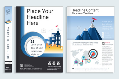 Corporate business cover book design template with info-graphics elements.のイラスト素材