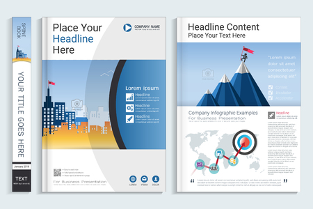 Corporate business cover book design template with info-graphics elements.のイラスト素材