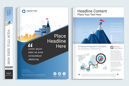Corporate business cover book design template with info-graphics elements.t.のイラスト素材