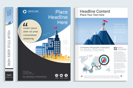 Corporate business cover book design template with info-graphics elements.t.のイラスト素材