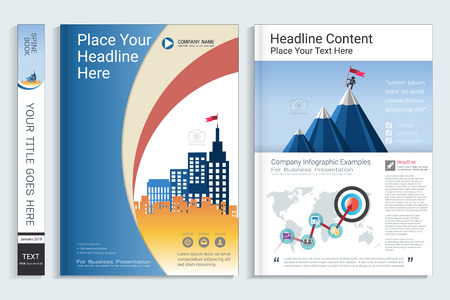 Corporate business cover book design template with info-graphics elements.のイラスト素材