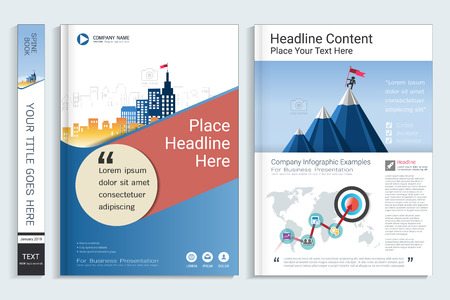 Corporate business cover book design template with info-graphics elements.のイラスト素材