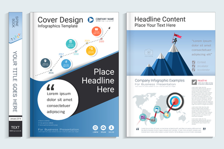 Corporate business cover book design template with info-graphics elements.のイラスト素材