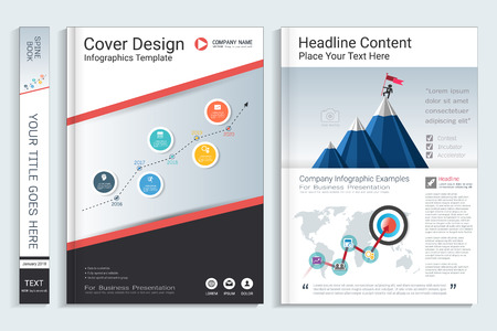 Corporate business cover book design template with info-graphics elements.のイラスト素材