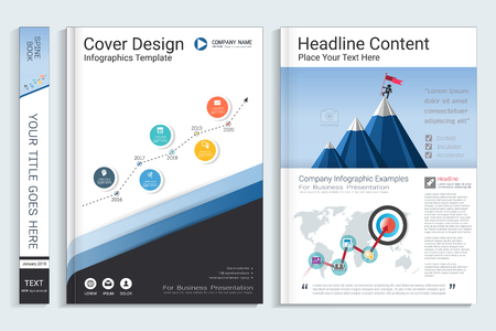 Corporate business cover book design template with info-graphics elements.のイラスト素材