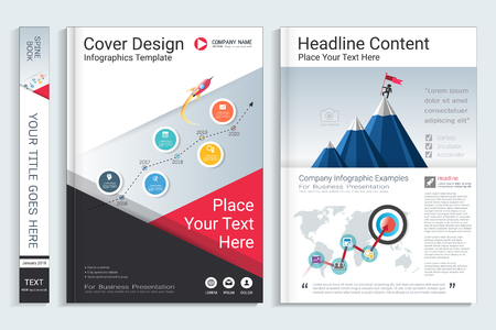 Corporate business cover book design template with info-graphics elements.のイラスト素材