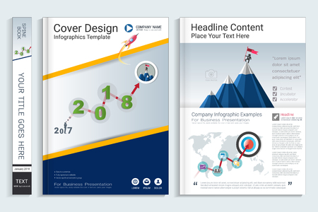 Corporate business cover book design template with info-graphics elements.のイラスト素材