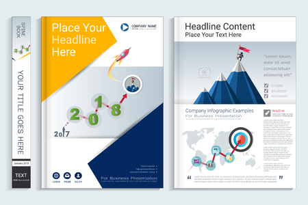 Corporate business cover book design template with info-graphics elements.のイラスト素材