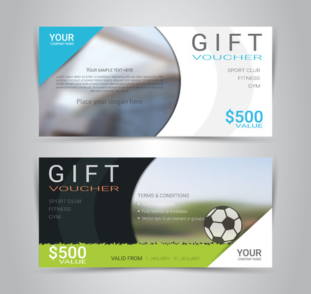 Gift certificates and vouchers, discount coupon or banner web template with blurred background gradient mesh for make an image of the products your company offers (Blurred photo for an example)のイラスト素材